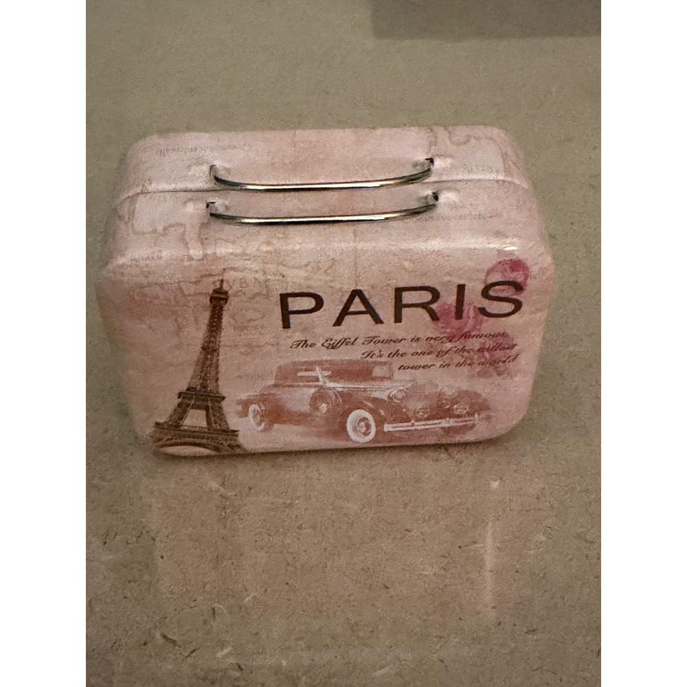 PARIS EIFFEL TOWER FRANCE METAL MINI SUITCASE DOLLS JEWELRY CANDY NEW